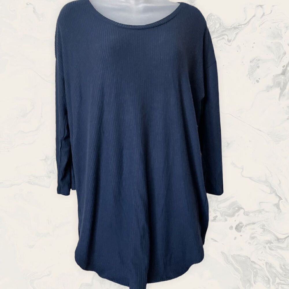 Three Dots Essential Knit 3/4 Scoop Neck Tee - Size Xl - Navy